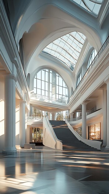 Photo dramatic grand museum atrium with a stunning design