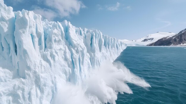 Photo dramatic melting glaciers showcasing the drastic impact of climate change on our planet