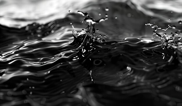 Dramatic monochrome water surface with ripples and splashes