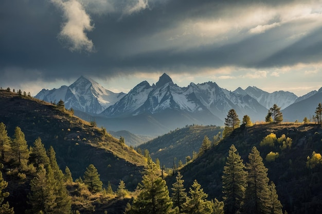 Dramatic Mountain Landscape at Sunset