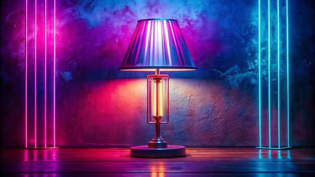 Dramatic neon illuminated lamp background