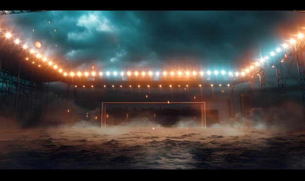 Photo dramatic nighttime sports field with epic stadium lights