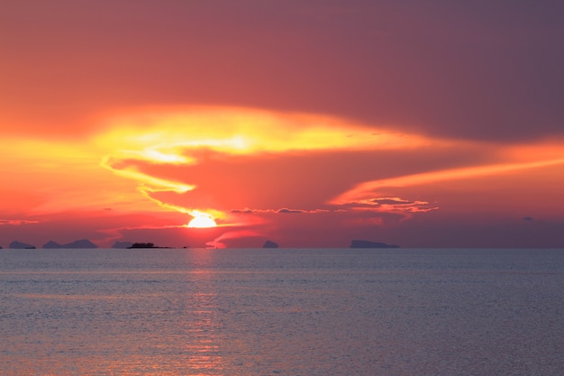 Dramatic pastel sunset sky and tropical sea image