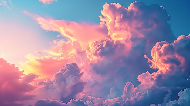 Photo dramatic pink sunset clouds nature photography