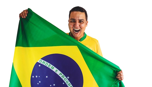 Dramatic Portrait of a Black Soccer Player Holding Flag