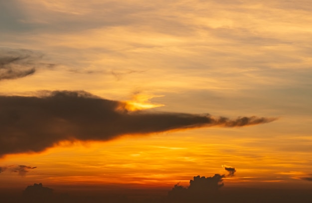 Dramatic red and orange sky and clouds abstract background. Red-orange clouds on sunset sky. Warm weather background. Art picture of the sky at dusk. Sunset abstract background. Dusk and dawn concept.