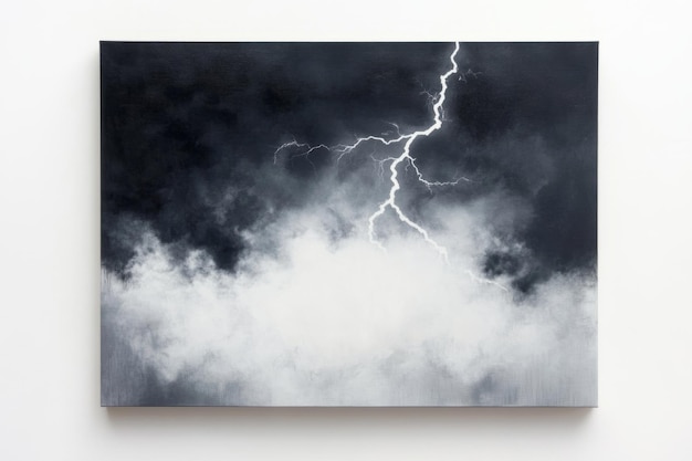 Photo a dramatic scene of dark storm clouds with lightning striking through this artwork captures the energy of nature perfect for backgrounds and illustrations generative ai