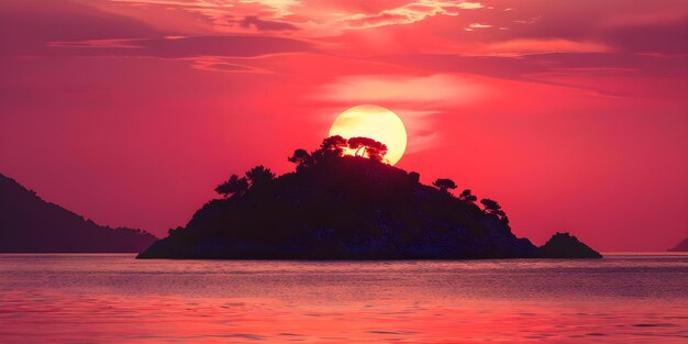 Photo dramatic silhouette of island on vibrant mediterranean coastline at sunset concept silhouette photography mediterranean coastline dramatic sunset vibrant colors island landscape