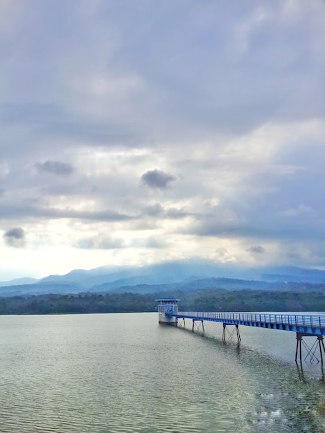 Dramatic sky with mountain and lake