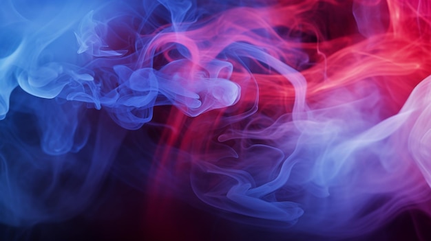 Dramatic smoke and fog in contrasting vivid red blue and purple colors Vivid and intense abstract background or wallpaper