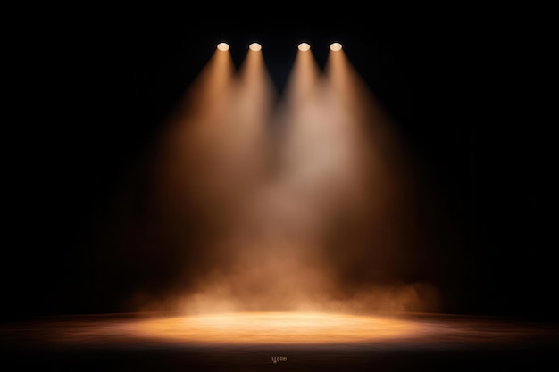 A dramatic spotlight shining on a foggy stage perfect for theatrical backdrops and dramatic presentations