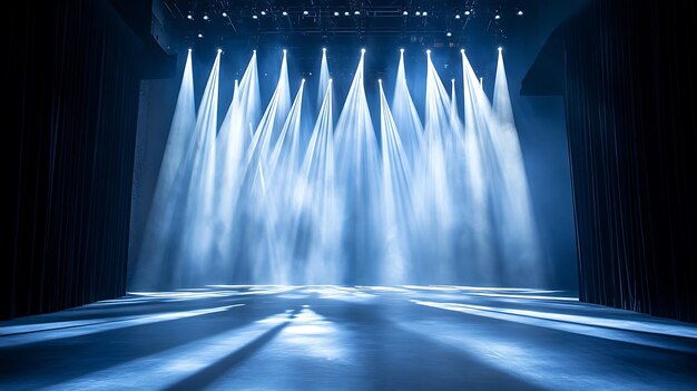 Photo dramatic stage lighting with blue beams creating an inviting atmosphere