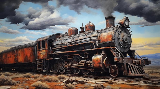 Dramatic Steam Train Painting In Andrea Kowch Style