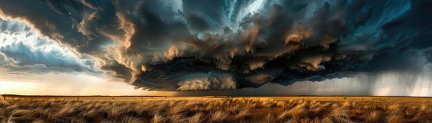 Dramatic storm approaching over rural landscape