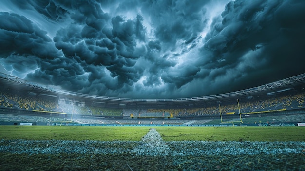 Dramatic Storm Clouds Over Soccer Stadium