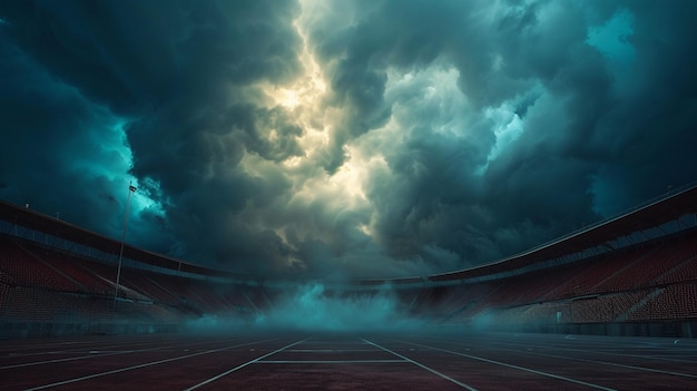 Dramatic Storm Clouds Over Stadium Tennis Court Sky Image