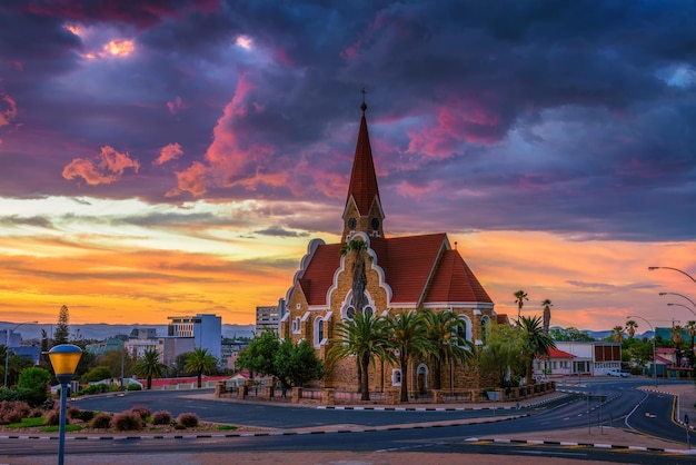 Dramatic sunset above Christchurch Windhoek Namibia