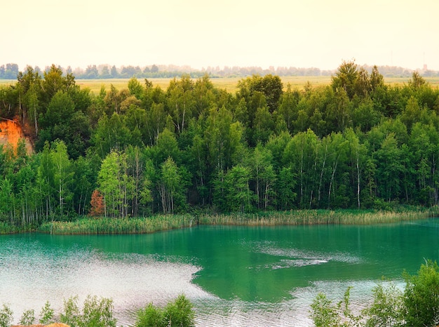 Dramatic sunset lake landscape background