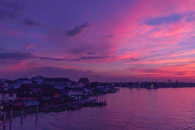 Dramatic sunset and sunrise sky.