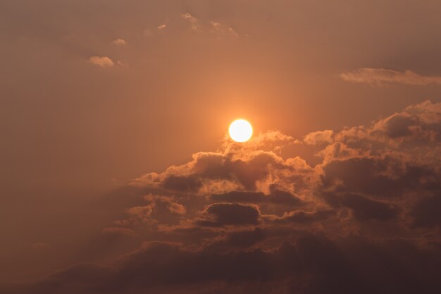 Dramatic sunset with clouds