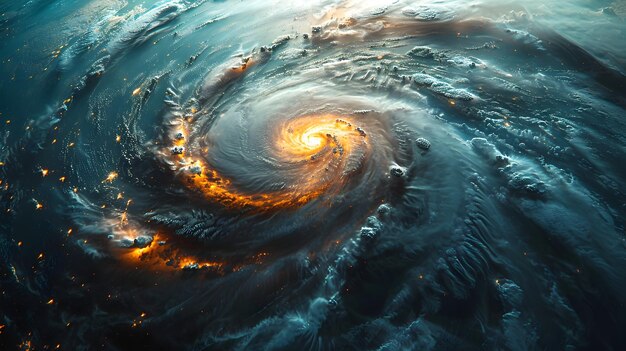 Dramatic Swirling Vortex of Stormy Ocean Waves and Turbulent Gale