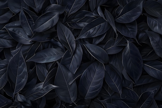 Photo dramatic textures of abstract black tropical leaves for elegant nature background imagery