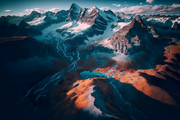 Dramatic view of snow covered mountains