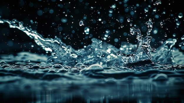 Dramatic Water Splash CloseUp on Dark Background