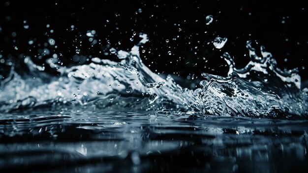 Dramatic Water Splash on Dark Background Black and White Photo