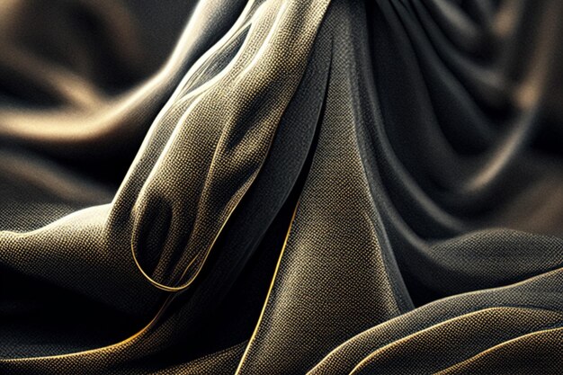 Drape cloth satin golden silk wavy fabric luxury churning liner fluid texture wallpaper background