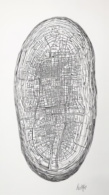 Photo draw a fingerprint consisting of a map a map of the city when viewed up close a large fingerprint