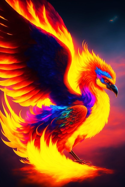 Draw a phoenix with vibrant