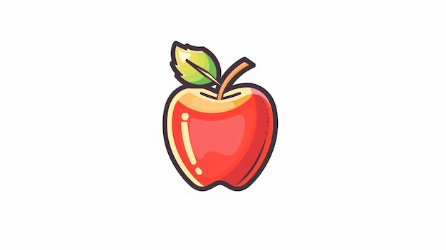 a drawing of an apple with a leaf on it