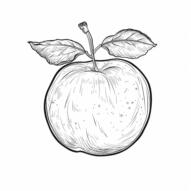 Photo a drawing of an apple with a leaf on it