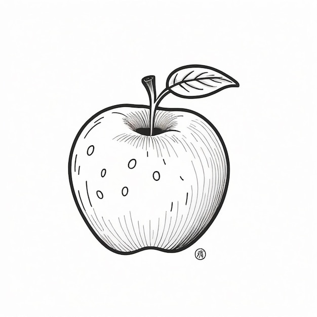 Photo a drawing of an apple with a leaf on it