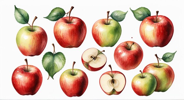 Photo a drawing of apples and an apple