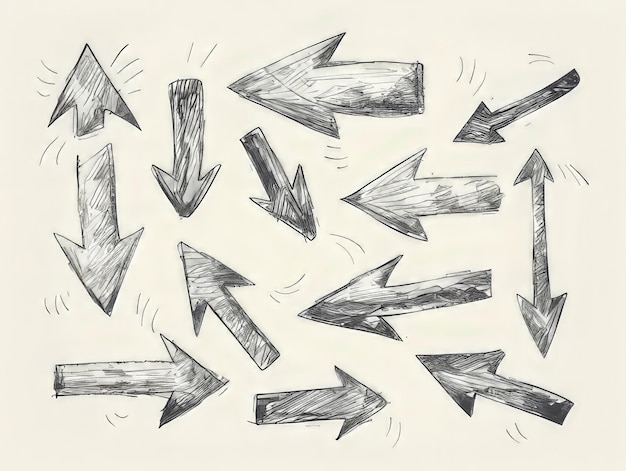 Photo a drawing of arrows that are drawn in black and white