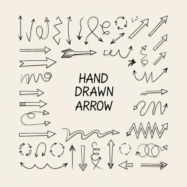 a drawing of arrows with the word hand drawing on it