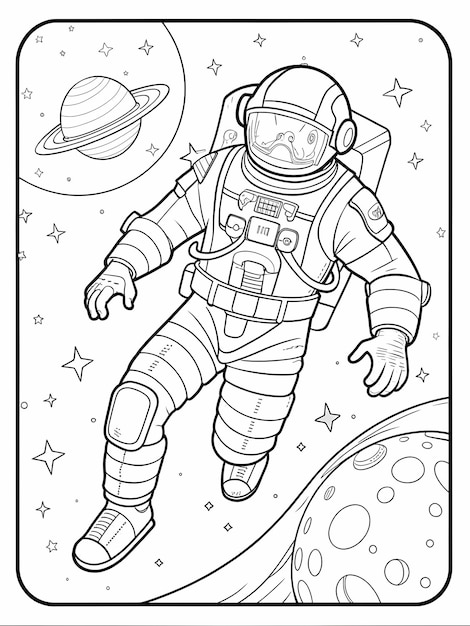 a drawing of a astronaut in a space suit with a space suit on it