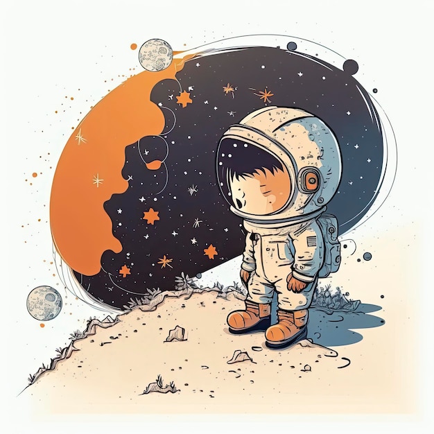 A drawing of a astronaut in a space suit