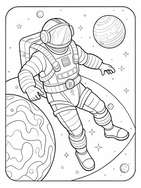 a drawing of a astronaut with a ball on it