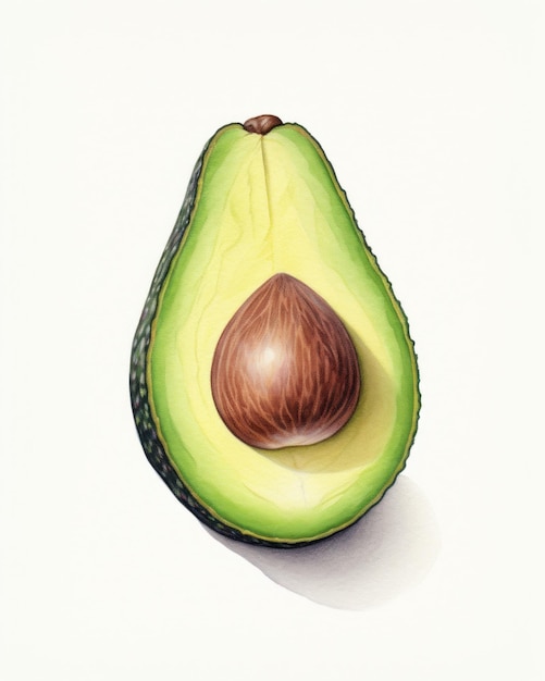 A drawing of an avocado with the pit in the center