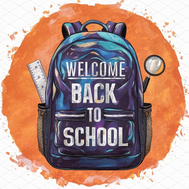 a drawing of a backpack that says welcome back to school