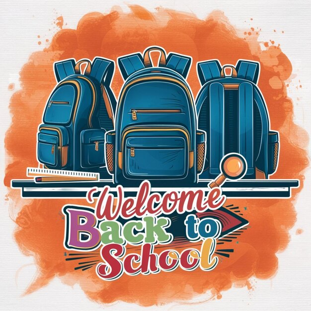 Photo a drawing of a backpack that says welcome to school