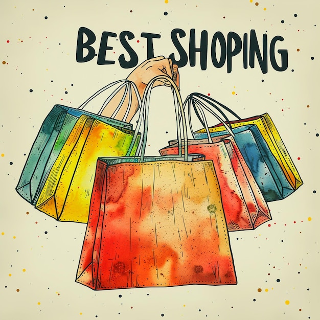 a drawing of bags that says best shopping