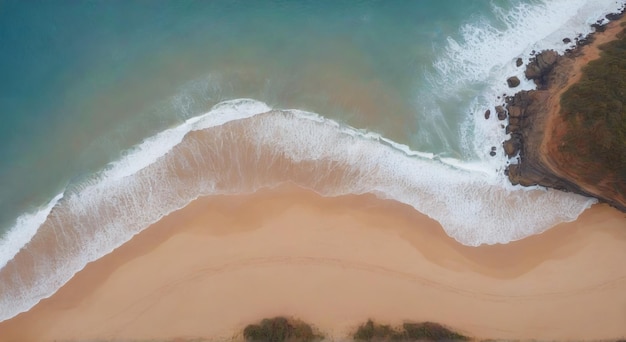 a drawing of a beach with a wave breaking on the beach