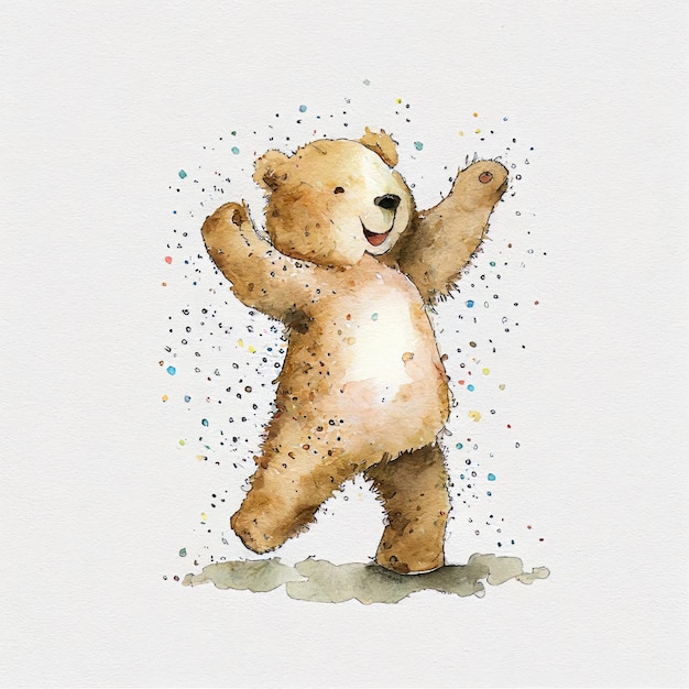 Drawing of a bear standing in the rain watercolor Generative AI