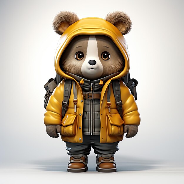 a drawing of a bear wearing a jacket