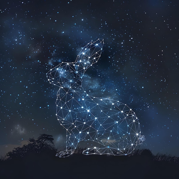 a drawing of a bear with a star in the sky