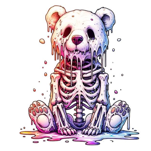 a drawing of a bear with the word skeleton on it